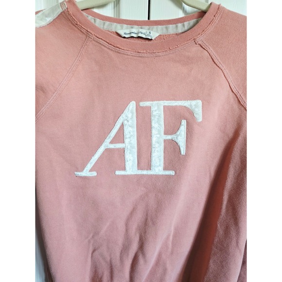 Abercrombie & Fitch AF Logo Y2K Sweatshirt Pink Crewneck Long Sleeve Pullover - Picture 7 of 10